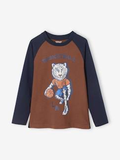 Menino 2-14 anos-T-shirts, polos-T-shirt de desporto com tigre basquetebolista, para menino