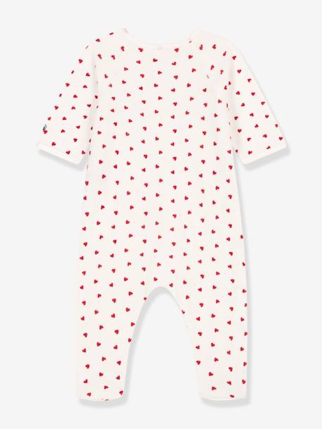 Pijama corações, em veludo, para bebé, da Petit Bateau branco estampado 