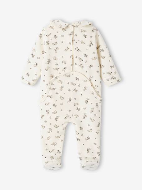 Pijama florido, em moletão, para bebé cru 