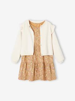 Menina 2-14 anos-Conjuntos-Conjunto, vestido e casaco com folhos, para menina