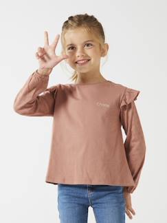 T-shirt com folhos e mangas compridas, para menina, BASICS