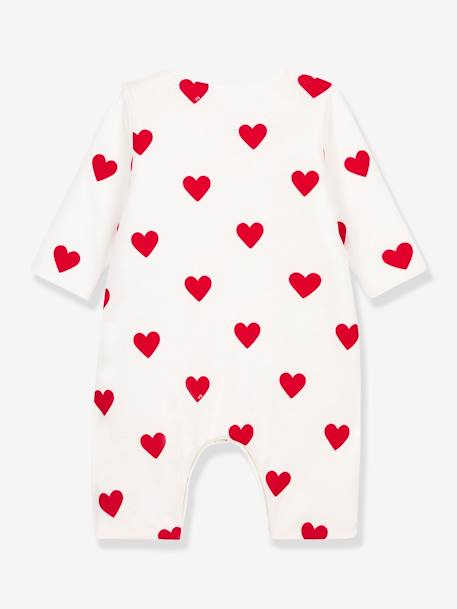 Macacão corações vermelhos, em canelado, para bebé, da Petit Bateau branco estampado 