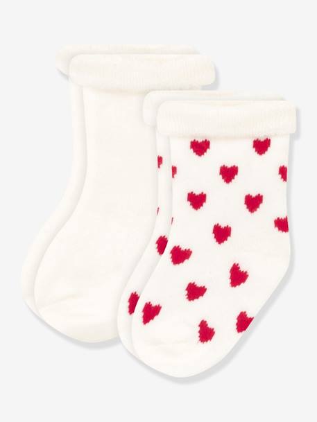 Lote de 2 pares de meias em tricot, para bebé, da Petit Bateau branco estampado 