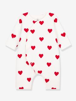 Macacão corações vermelhos, em canelado, para bebé, da Petit Bateau