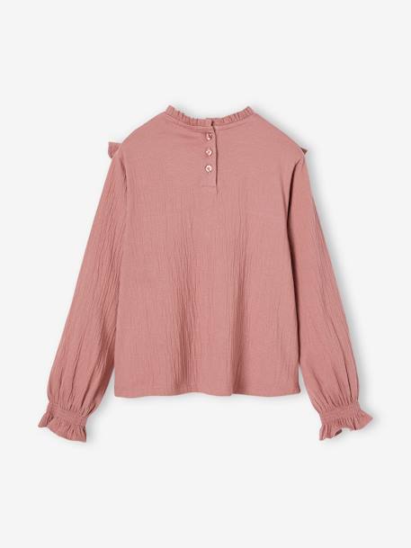 Camisola fantasia modelo blusa, em malha texturizada, para menina pau-rosa 