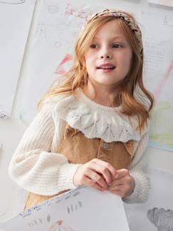 Menina 2-14 anos-Camisola fantasia com gola ajurada e lenço, para menina