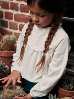 Menina 2-14 anos-Camisola com detalhe em bordado inglês, para menina