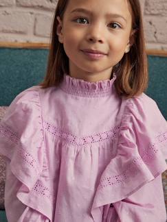 Menina 2-14 anos-Blusas, camisas-Blusa em ponto cheio com folhos e bordados, para menina