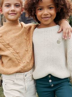 Menina 2-14 anos-Camisola em malha canelada, emblema irisado, para menina