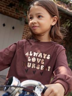 Menina 2-14 anos-T-shirts-T-shirts-Camisola evasé, mensagem brilhante efeito metalizado, para menina