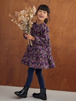 Menina 2-14 anos-Vestidos-Vestido às flores, em bombazina, para menina