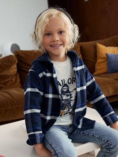 Menino 2-14 anos-Camisa com capuz e quadrados grandes, em flanela, para menino