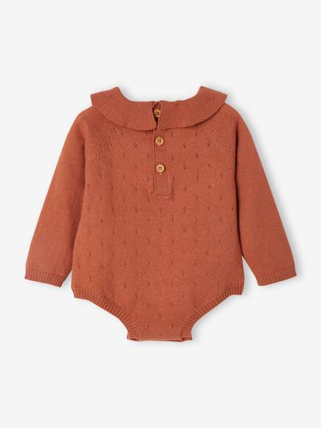 Macacão em tricot, de mangas compridas, para bebé tomate 