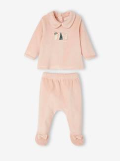 Bebé 0-36 meses-Pijama de Natal, 2 peças, em veludo, para bebé