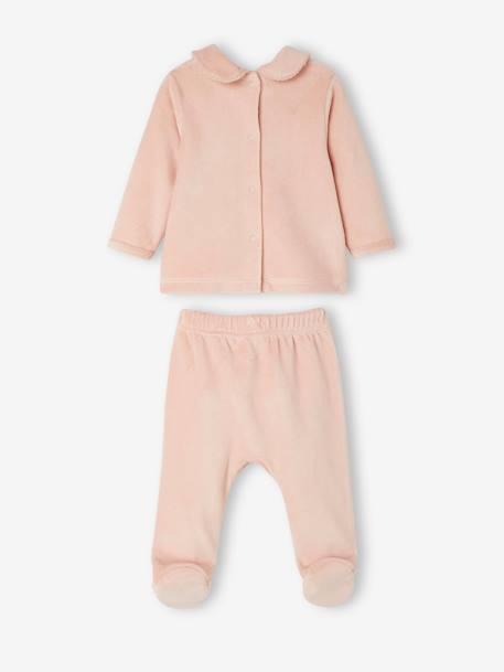 Pijama de Natal, 2 peças, em veludo, para bebé rosado 