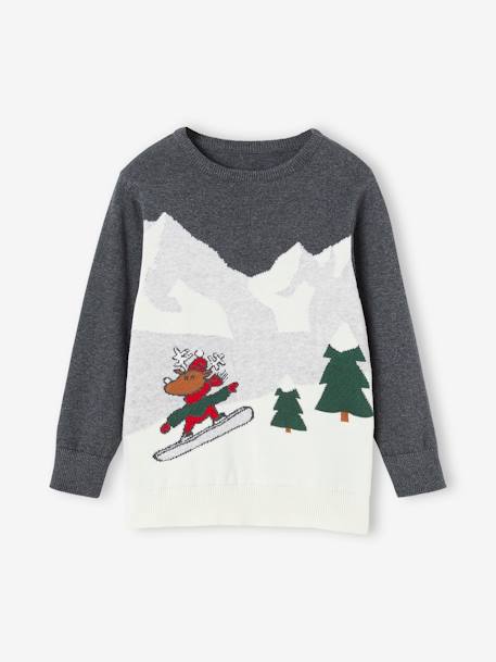 Camisola de Natal com paisagem lúdica, para menino antracite 