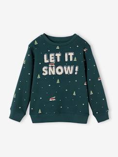 Menino 2-14 anos-Camisolas, casacos de malha, sweats-Sweat com motivos de Natal, mensagem em malha tipo borboto, para menino