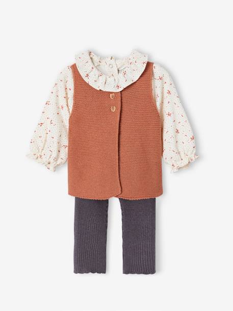 Conjunto de 3 peças: leggings + colete + blusa, para bebé tomate 