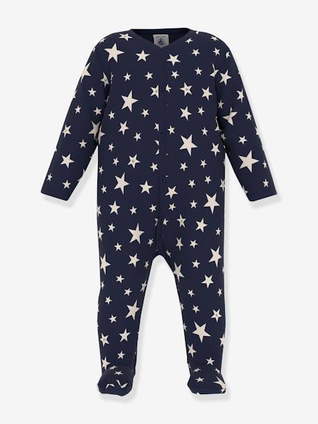 Pijama com estrelas fosforescentes, em moletão, para bebé, da Petit Bateau azul 