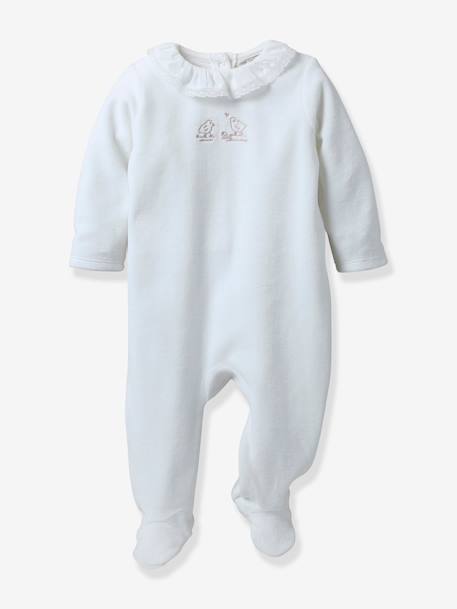 Pijama em veludo bordado, para bebé, da CYRILLUS cru 