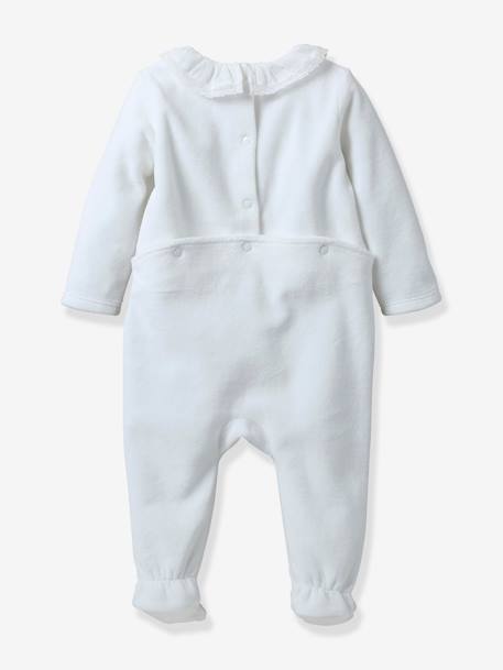 Pijama em veludo bordado, para bebé, da CYRILLUS cru 