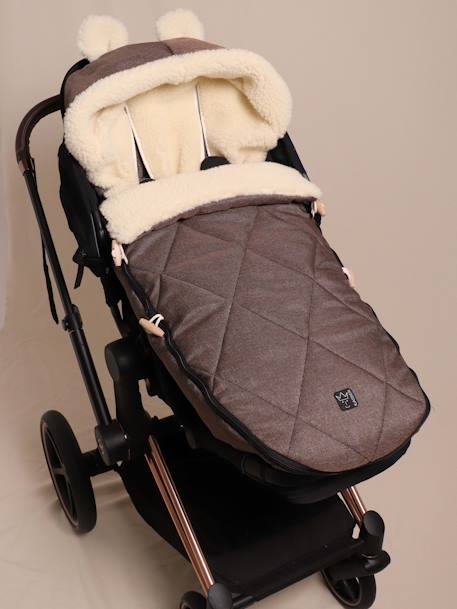 Capa para carrinho de bebé, XL EARS WOOL, KAISER castanho+cinzento 