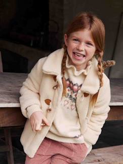 Menina 2-14 anos-Casacos, blusões-Parkas, sobretudos-Casaco macio, em sherpa, com alamares, para menina