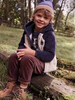 Menino 2-14 anos-Camisolas, casacos de malha, sweats-Sweatshirts-Casaco com capuz e fecho, em sherpa, para menino