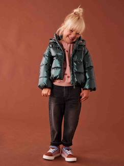 Menina 2-14 anos-Casacos, blusões-Blusão com capuz efeito nacarado, forro em malha polar, para menina