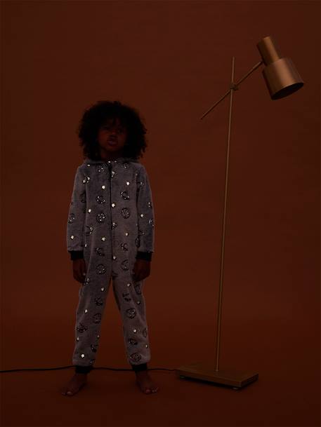 Pijama-macacão, espaço fosforescente, para menino marinho 