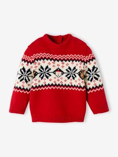 Bebé 0-36 meses-Camisolas, casacos de malha, sweats-Camisolas-Camisola de Natal, em jacquard, para bebé, coleção cápsula família