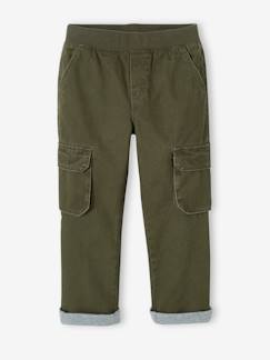 Menino 2-14 anos-Calças-Calças à militar com forro, fáceis de vestir, para menino