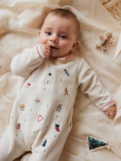 Bebé 0-36 meses-Pijama de Natal bordado, em veludo, para bebé