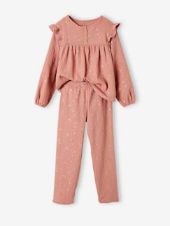 Menina 2-14 anos-Pijama de Natal, em gaze de algodão, para menina