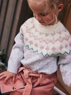 Menina 2-14 anos-Camisolas, casacos de malha, sweats-Camisolas malha-Camisola em jacquard, para menina