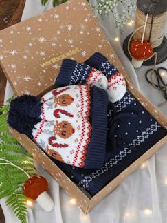Bebé 0-36 meses-Acessórios-Gorros, cachecóis, luvas-Conjunto de Natal "Rena", gorro + gola snood + luvas, para bebé menino