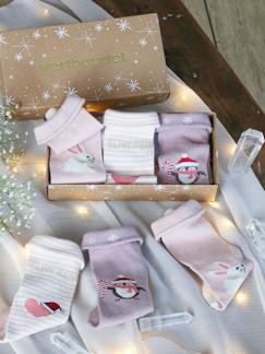 Bebé 0-36 meses-Meias, collants-Conjunto com 3 pares de meias de Natal, para bebé menina