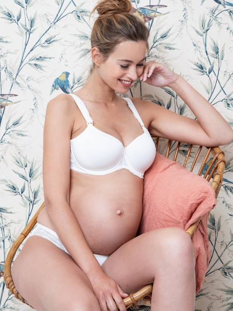 Soutien especial gravidez e amamentação, forro em em algodão Bio, Icone da ENVIE DE FRAISE bege+branco 