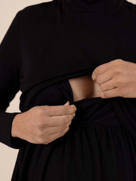 Vestido estilo camisola, para grávida, em malha fina, Fanette Ls da ENVIE DE FRAISE preto 