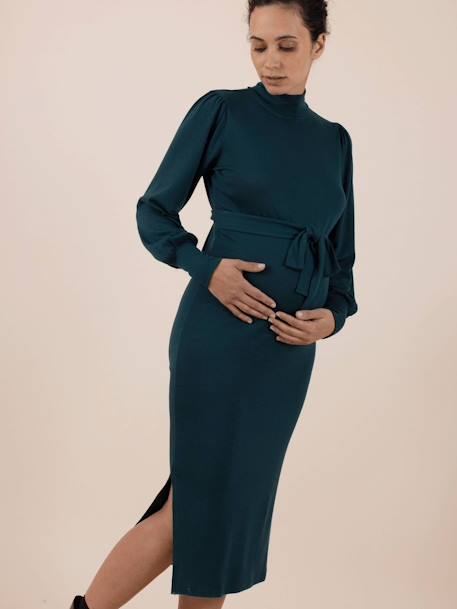Vestido estilo camisola, para grávida, em malha fina, Irina Ls da ENVIE DE FRAISE verde-abeto 