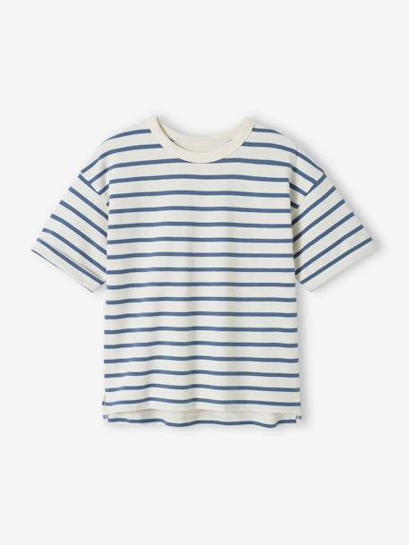 T-shirt às riscas personalizável, mangas curtas, para criança riscas azuis 