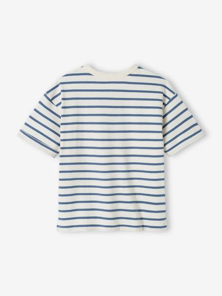 T-shirt às riscas personalizável, mangas curtas, para criança riscas azuis 