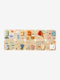 Brinquedos-Puzzle com números, 2 em 1, em madeira certificada