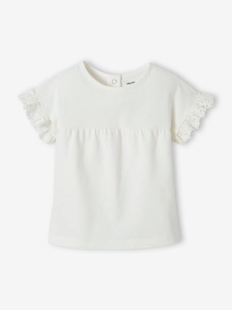 T-shirt personalizável, em algodão biológico, para bebé cru+fúchsia 