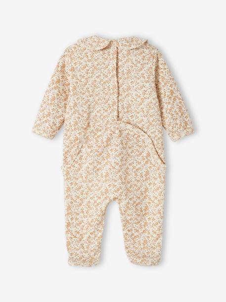 Pijama florido, em interlock, para bebé cru 