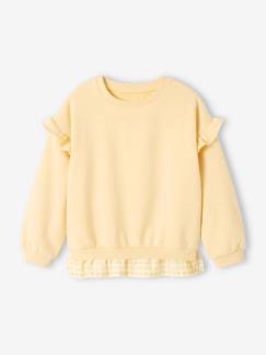 Menina 2-14 anos-Camisolas, casacos de malha, sweats-Sweatshirts -Sweat bimatéria com folhos, para menina
