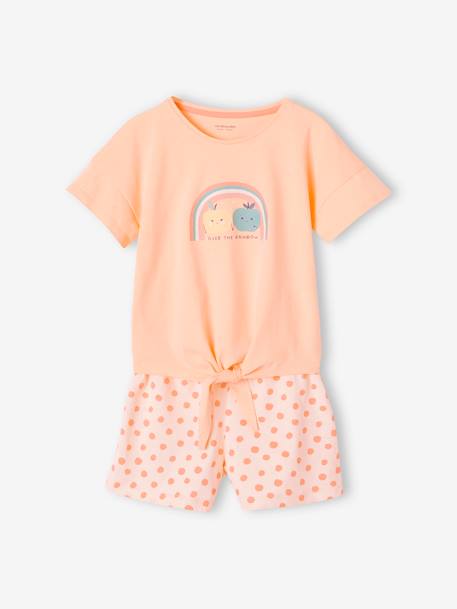 Pijama arco-íris, para menina pêssego 