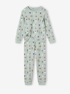 Pijama em malha canelada, estampado gráfico, para menino