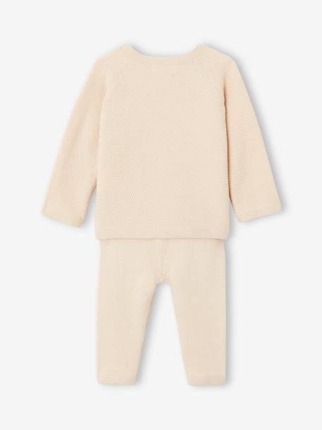 Conjunto em tricot, camisola e leggings, para bebé bege 