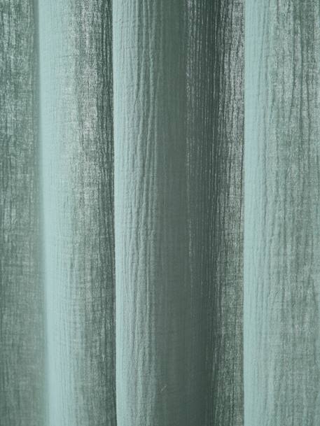 Cortinado translúcido, em gaze de algodão azul-acinzentado+canela+cru+rosado+verde-salva 